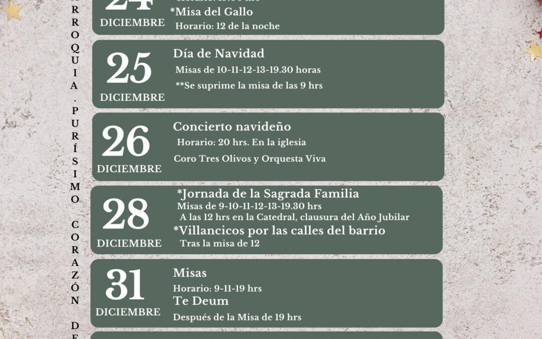 Horario de Navidad 2025